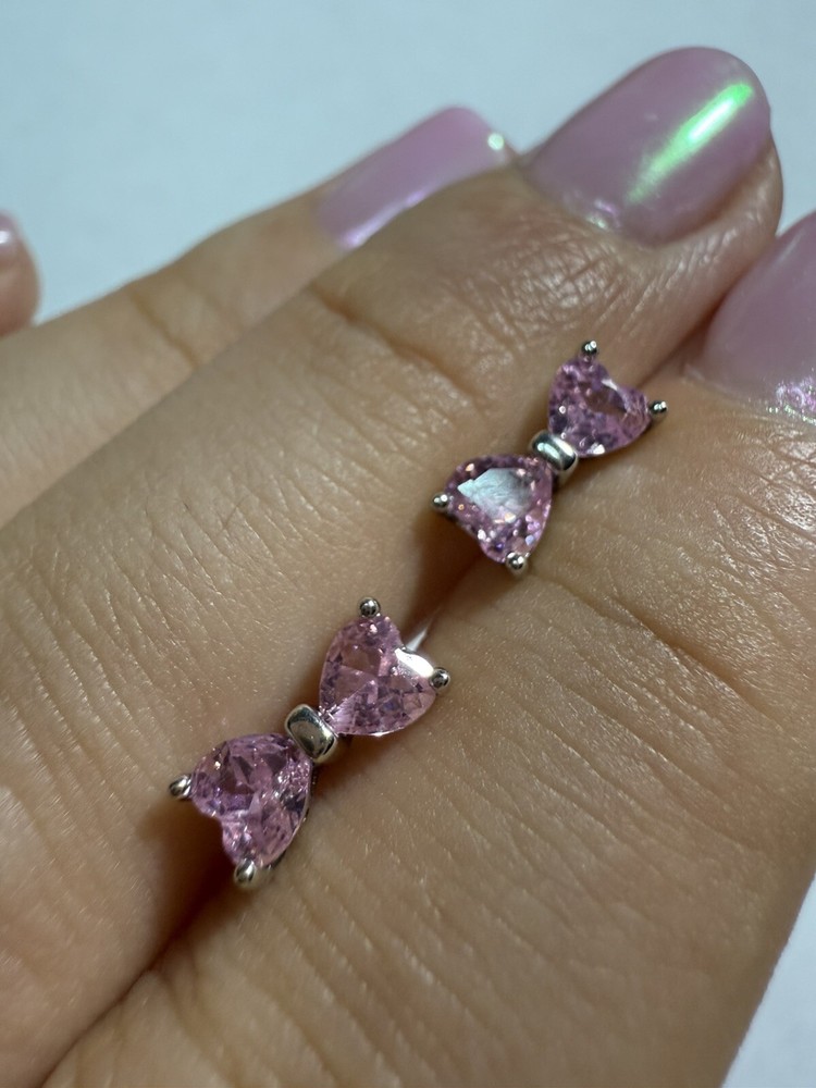 Pandora Sparkling Pink Bow Stud Earrings