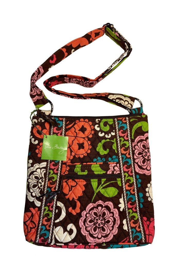 Vera Bradley Hipster Lola Crossbody Bag Brown Floral Quilted NWT MSRP $60