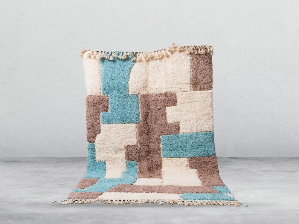 Hand Knotted Moroccan Berber Wool Rug Color Multicolor Handmade Area Carpet Rug