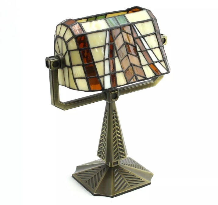 PartyLite Deco Stained Glass Tiffany Style Double Tealight Holder Banker Lamp