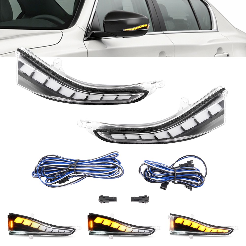 Clear LED Mirror Sequential DRL Turn Signal Light For Infiniti Q50 Q60 2014-2021