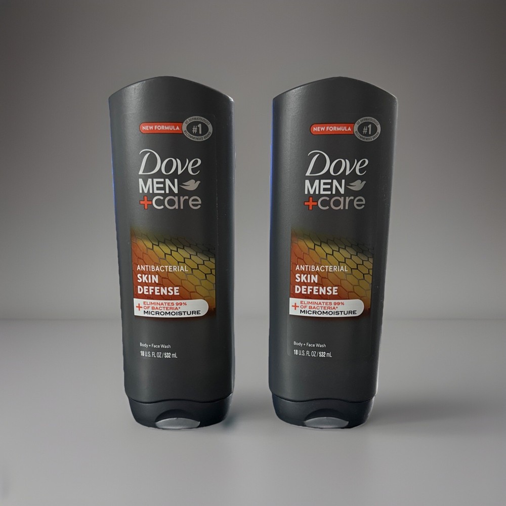 Dove Men+Care Antibacterial Body & Face Wash 18oz 2-Pack Exp 11/26