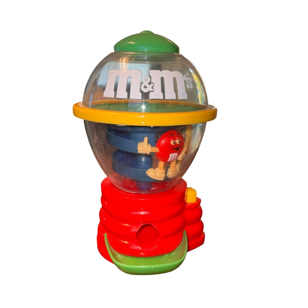 Vintage M&M’s Fun Spinning Candy Dispenser Machine, Red & Yellow