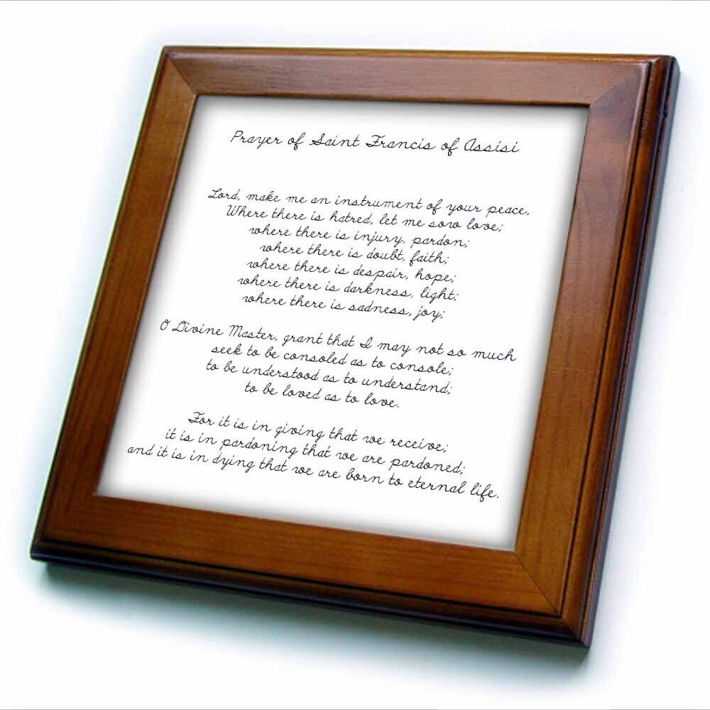 3dRose Prayer of St. Francis of Assisi - Spirituality - Religion 8x8 Framed Tile