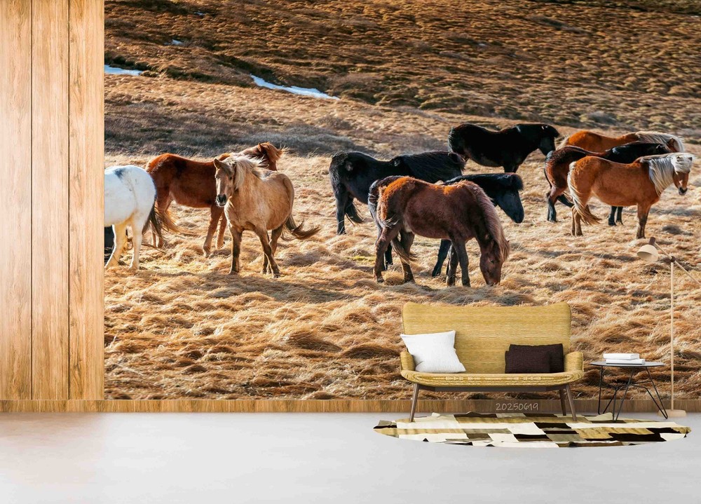 3D Grassland Horse Autumn Landscape Wall Murals Wallpaper Murals Wall Sticker