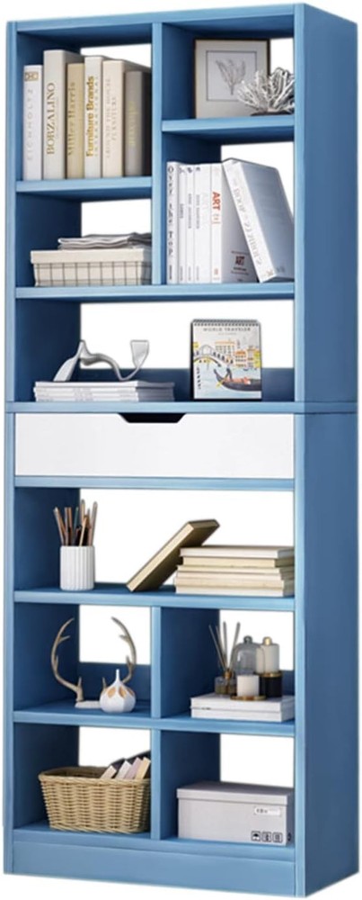 Wooden Open Shelf Bookcase 71 Inches Tall Freestanding Display Storage Cabinet