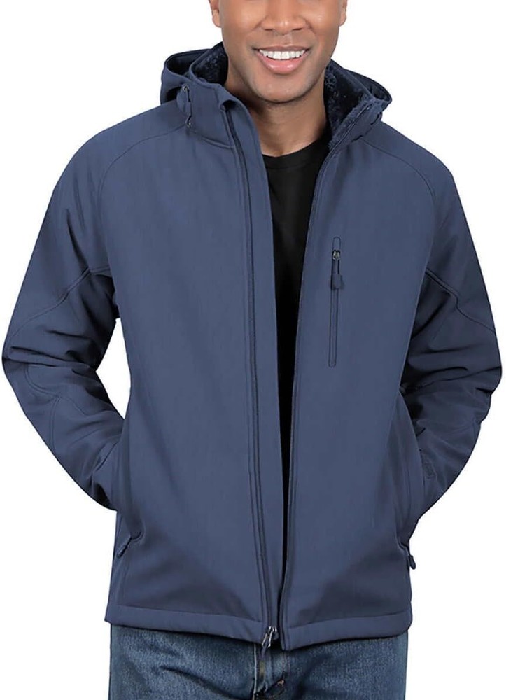 Kirkland Signature Men’s Water-Resistant Fleece Lined Softshell Jacket,Blue