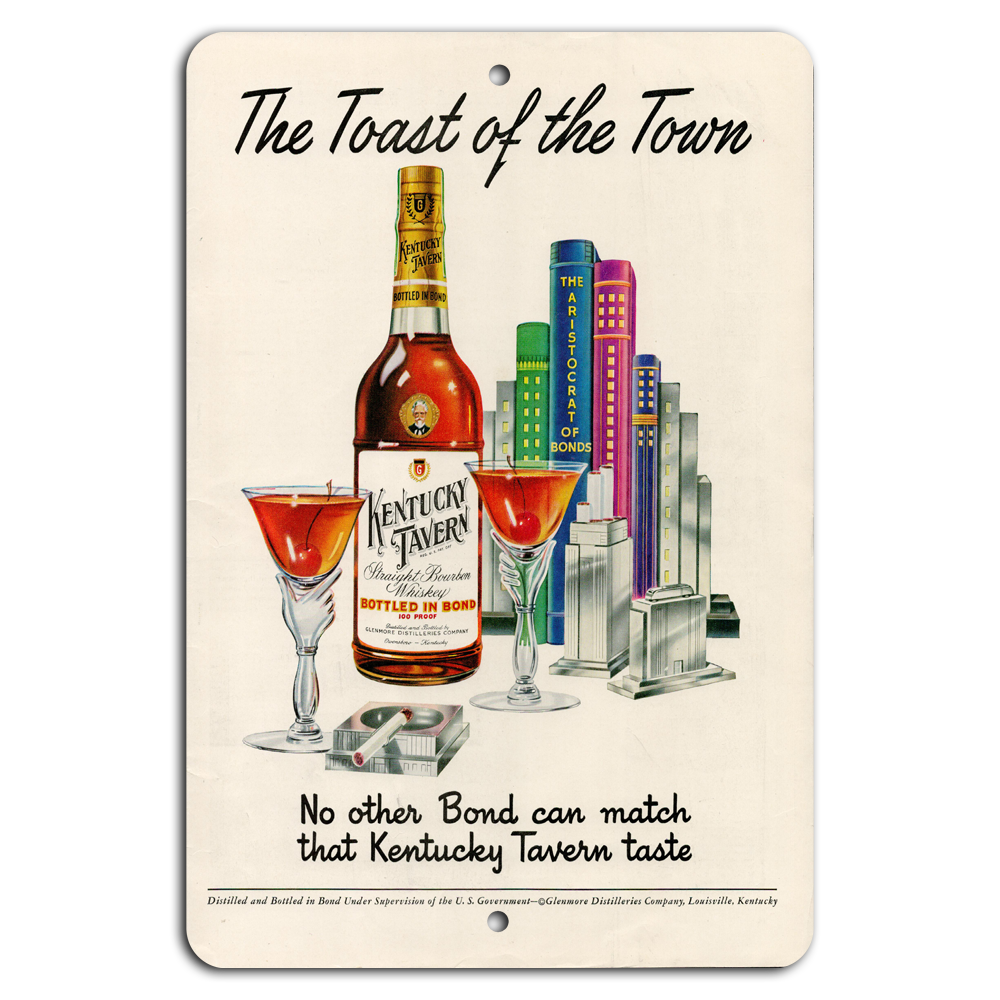 Vintage Whiskey Delight: The Toast of Kentucky Tavern Steel Sign
