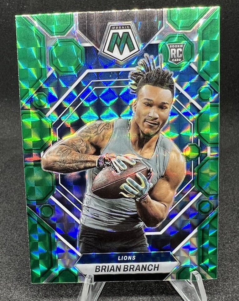BRIAN BRANCH 2023 MOSAIC FOOTBALL GREEN PRIZM ROOKIE LIONS RC Q2613
