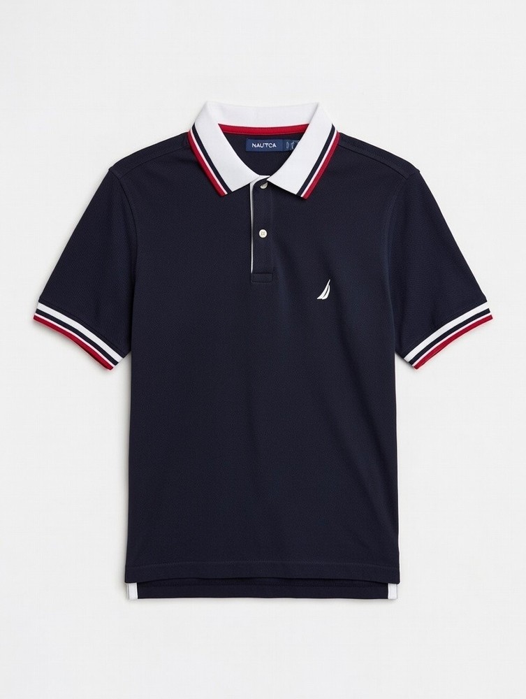 Nautica Navy Polo Shirt Men's Short Sleeve Embroidered Logo Size Medium
