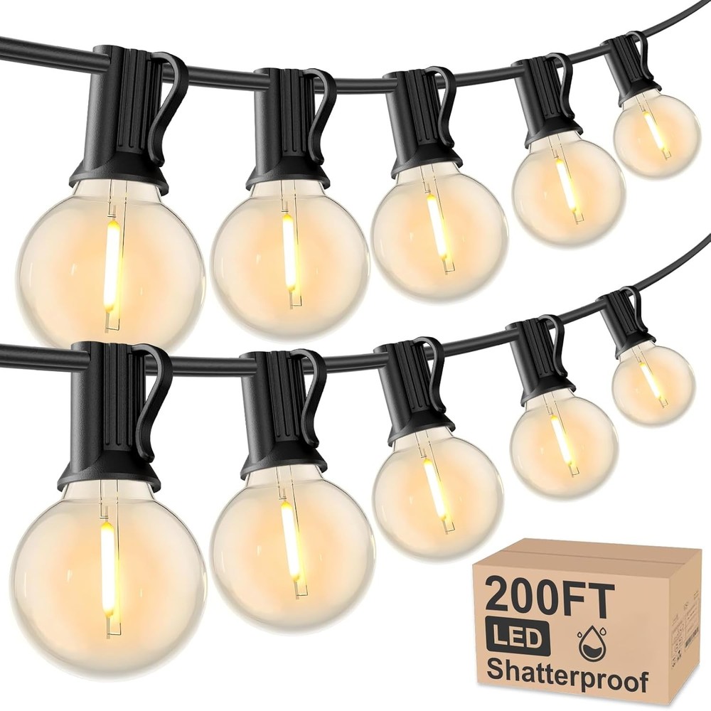 100 Ft Outdoor String Lights Patio 50 LED Bulbs Bistro Wedding Christmas