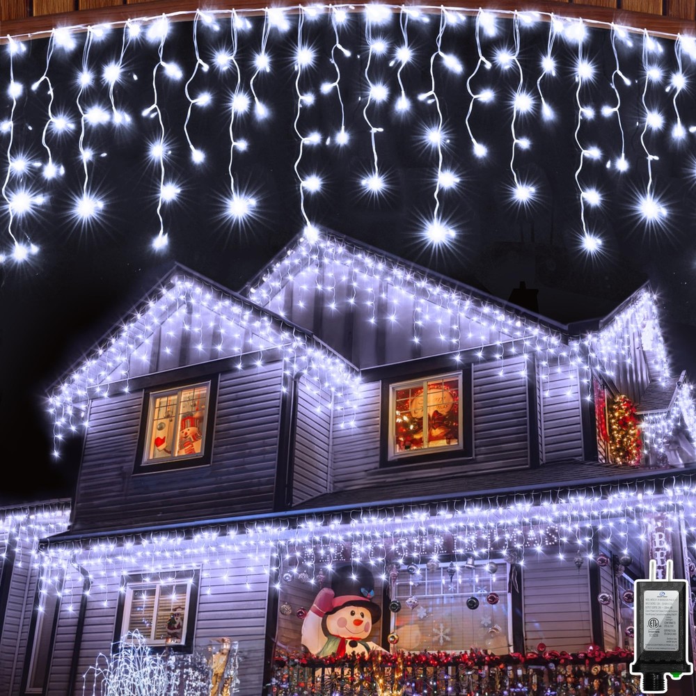 66ft 648 LED Christmas String Lights with 144 Drops and 8 Lighting Modes for Outdoor Decor