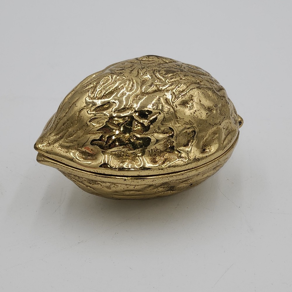 Vintage Mid-century solid brass walnut acorn nut cracker nutcracker fall decor