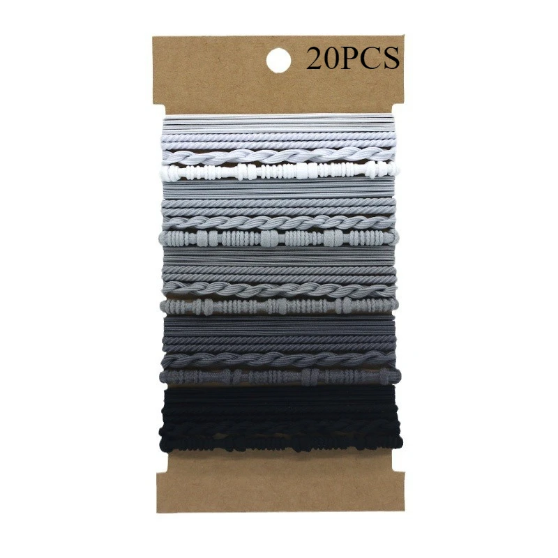 20 Pcs Boho Bracelet Hair Ties for Women Elastic Hair Rubber Bands Girls Black B