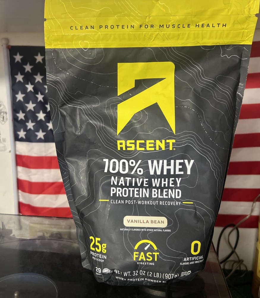 Ascent 100% Whey Native Whey Protein Blend Powder : Vanilla Bean - 2 LB (32 oz)