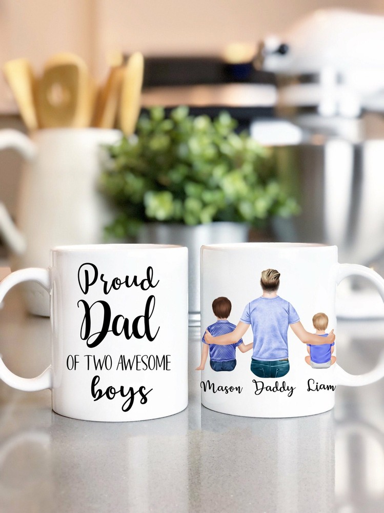 Boys Dad Mug Dad With Sons Mug Father Of Boys Gift Fathers Day Mug Custom