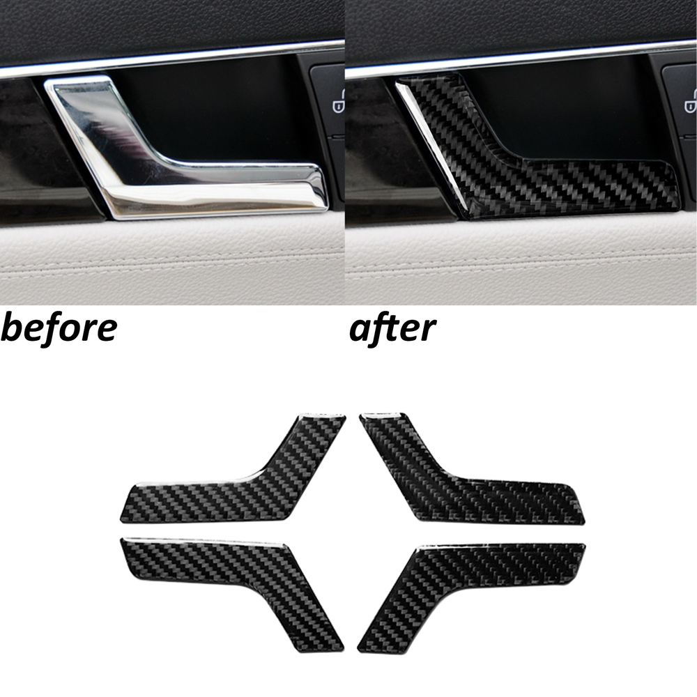 Real Carbon Fiber Interior Door Handle Panel Trim for Benz C-Class W204 2007-2014 Model