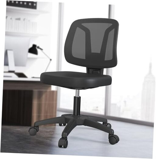 Armless Mesh Office Chair with Lumbar Support for Home or Computer Desk