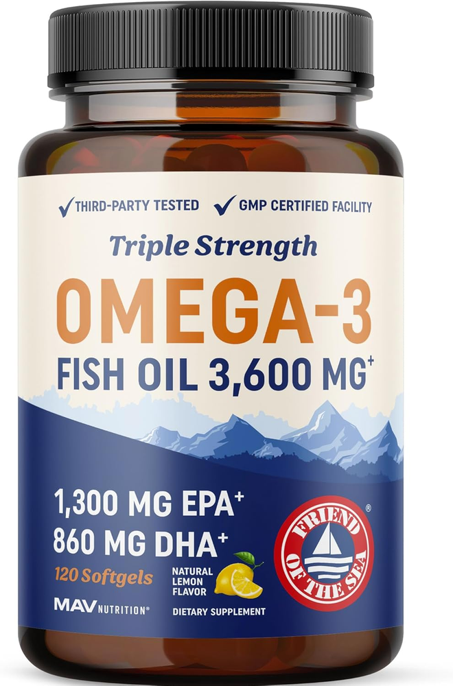 Triple Strength Omega 3 Fish Oil 3600 Mg | EPA & DHA | over 2100Mg Omega-3 Fatty