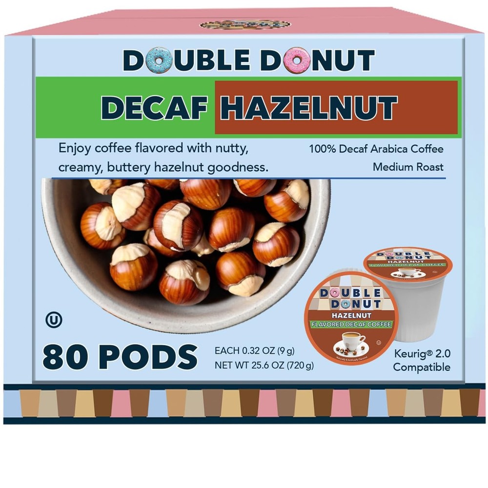 Double Donut Coffee Flavored Decaf Coffee, Decaf Hazelnut Coffee, Decaf Coffe...