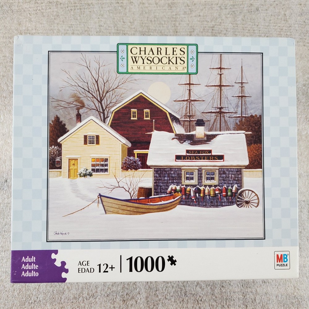 Charles Wysocki Lobster House 1000 PC Puzzle Hasbro MB SEALED Read