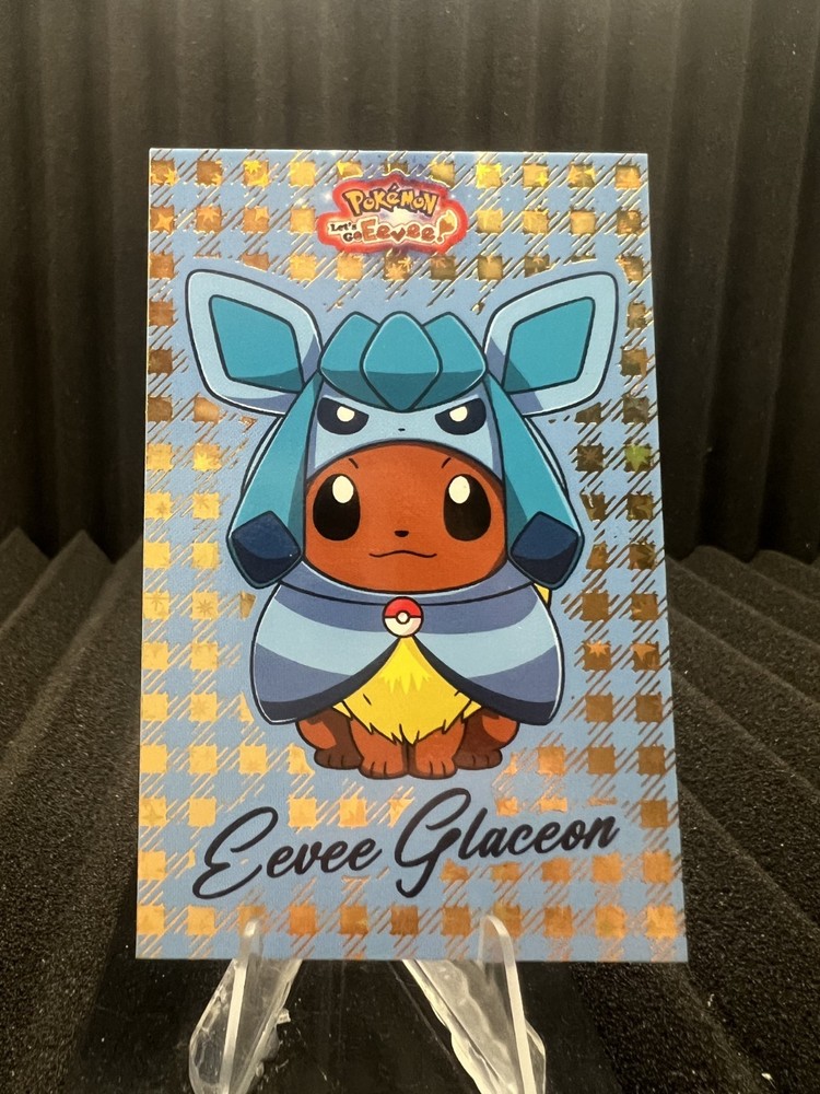 Eevee Glaceon Poncho - Gold Box Hit Holo - Let's Go Eevee Database- Pokemon Card