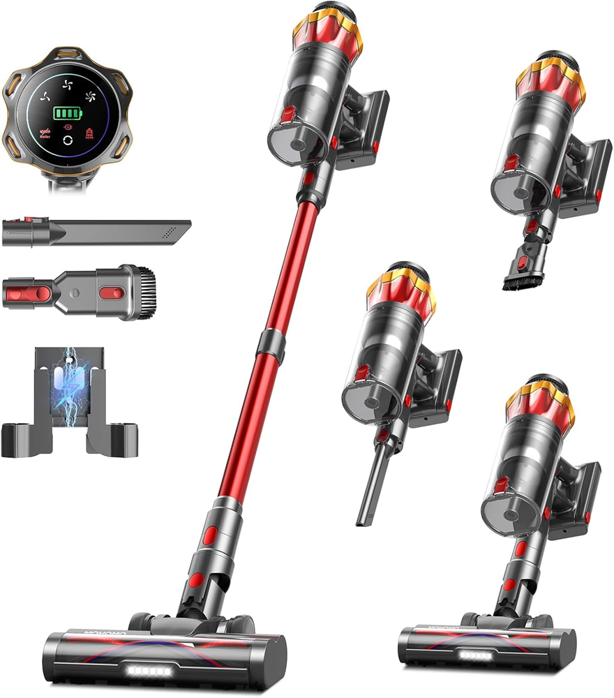 Cordless Stick Vacuum 600W 50Kpa 70Min OLED Screen Pet Hair Carpet Hardwood