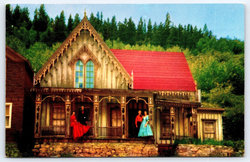 VINTAGE OLD ANTIQUE POSTCARD VICTORIAN LACE HOUSE PEOPLE BLACKHAWK COLORADO USA