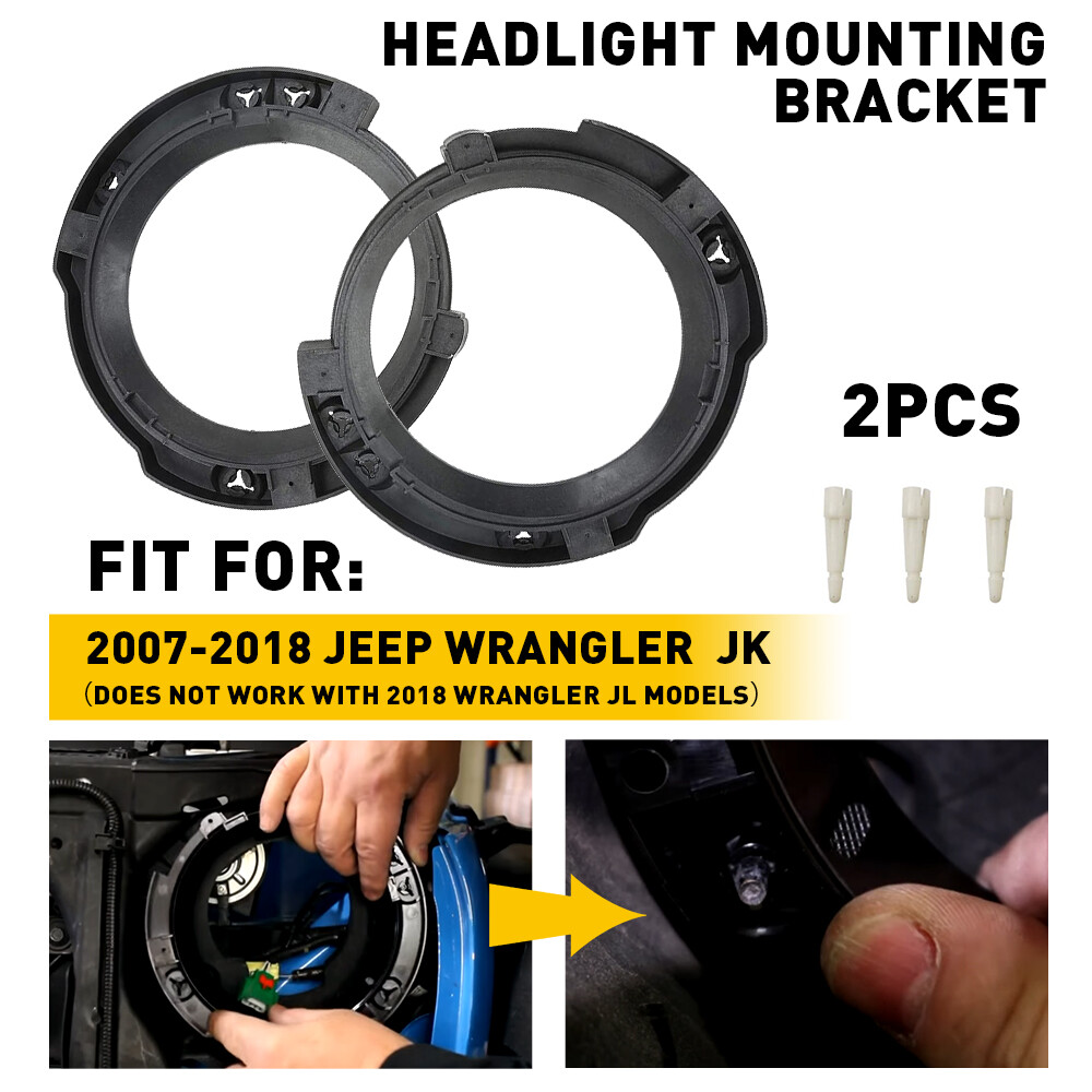 2x Cubo base de soporte de anillo de montaje de faros de 7 pulgadas para Jeep JK Wrangler 2007-2018