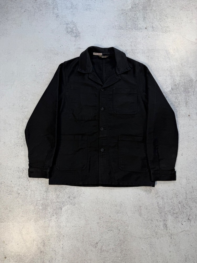 La Laboureur Moleskin Vintage French Work Men's Vintage Black Chore Jacket