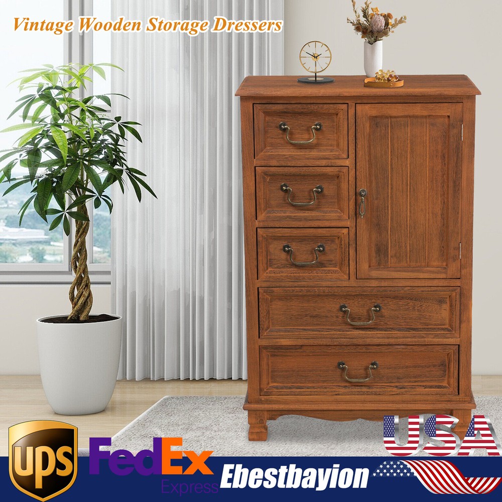 5-Drawer Wooden Dresser for Bedroom Storage and Home Organization