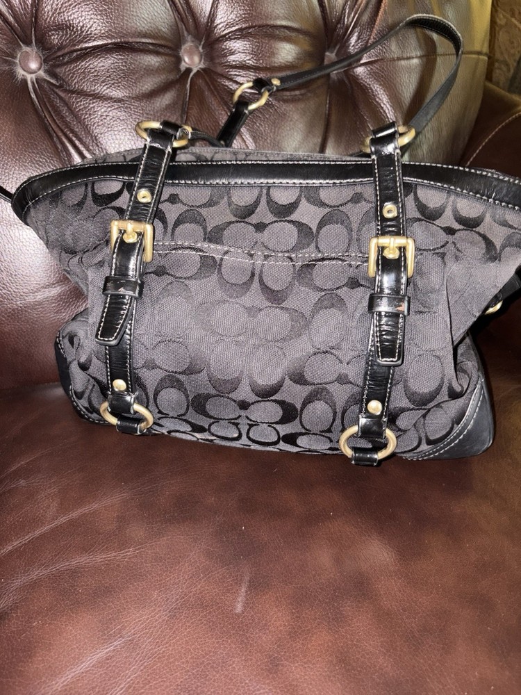 Coach Black Canvas Patent Leather Suede Tote K0673-40641
