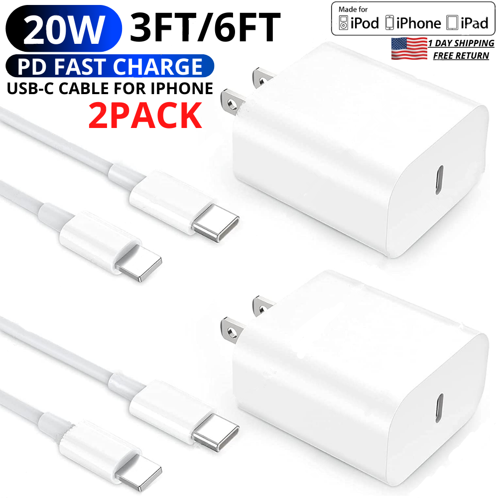 20W USB-C Fast Charger PD Adapter for iPhone 14 13 12 11 8 XR