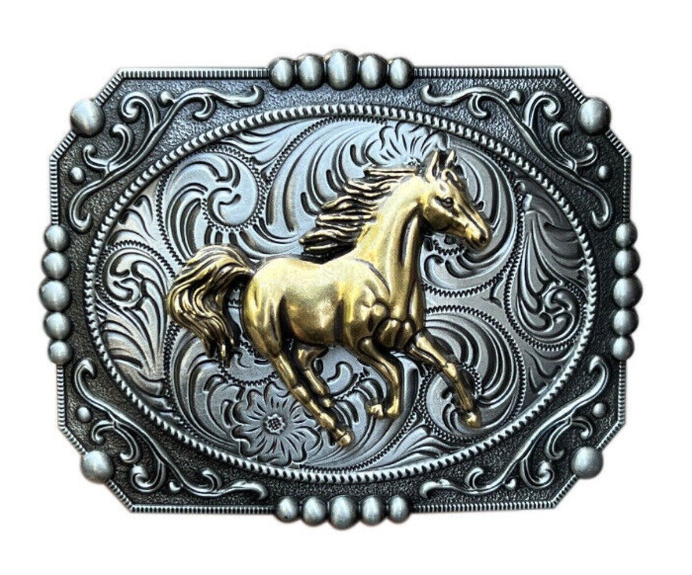 Running Wild Horse Western Belt Buckle Vintage Style Men Women Cowboy Rodeo Wear