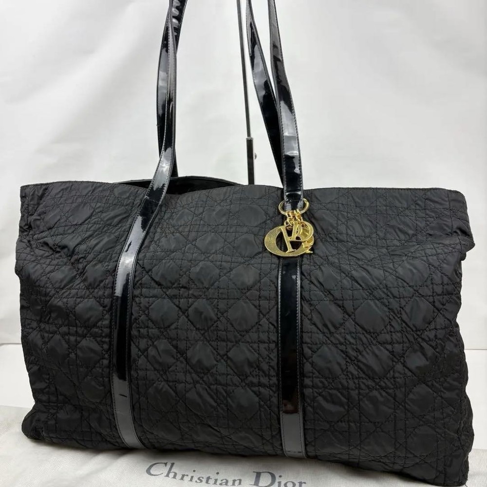 Christian Dior Canage Black Large Tote Bag Classic Design