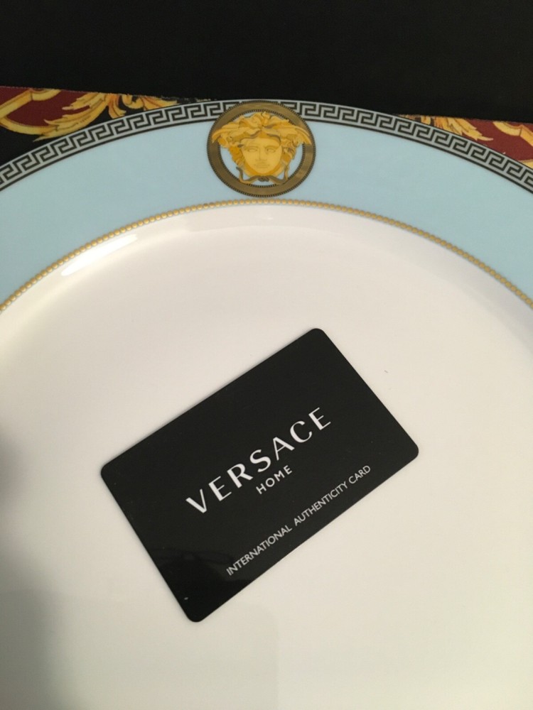 VERSACE MEDUSA CHARGER PLATE BLUE COLOR GOLD GORGONA ROSENTHAL 12