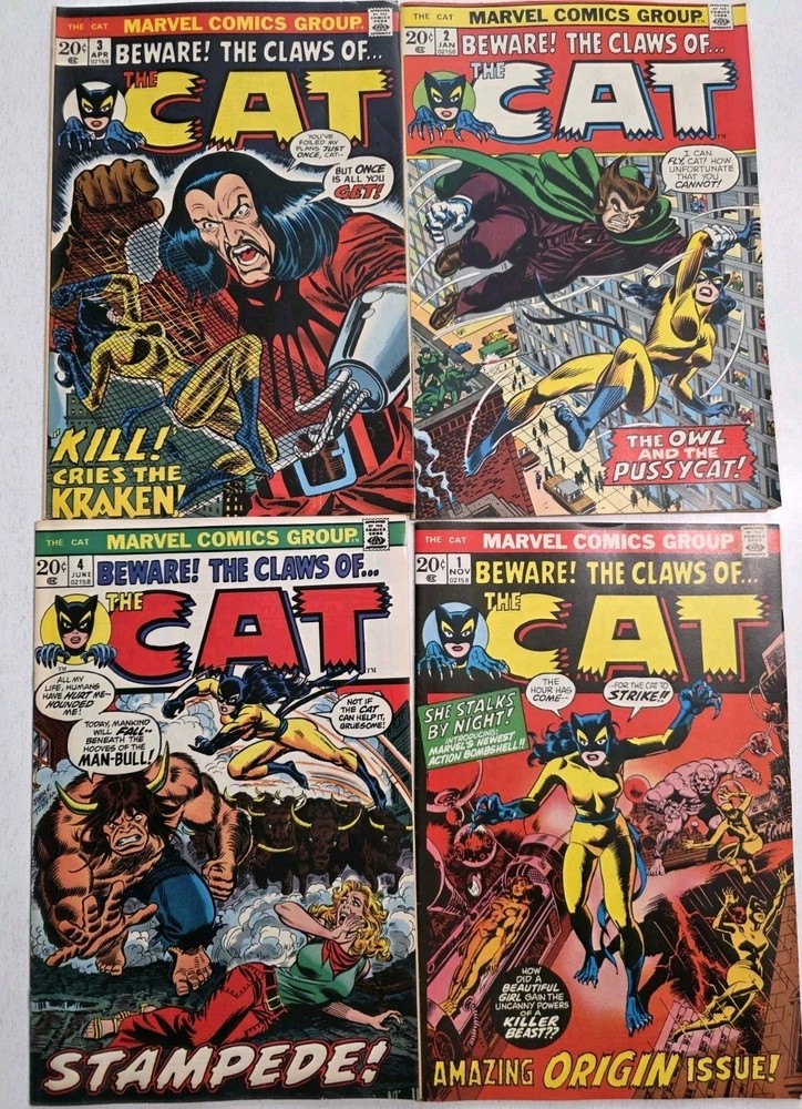 BEWARE! THE CLAWS OF... THE CAT Bronze Age Lot (4) #1-4 NM- VF 1973 High Grade
