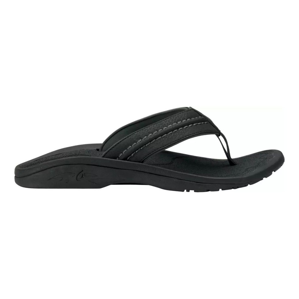 OluKai Hokua Mens Sandals in Black Dark Shadow Size 11