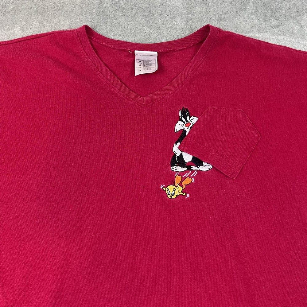 Vintage Looney Tunes Shirt Mens Medium Red Sylvester Tweety Warner Bros 00s