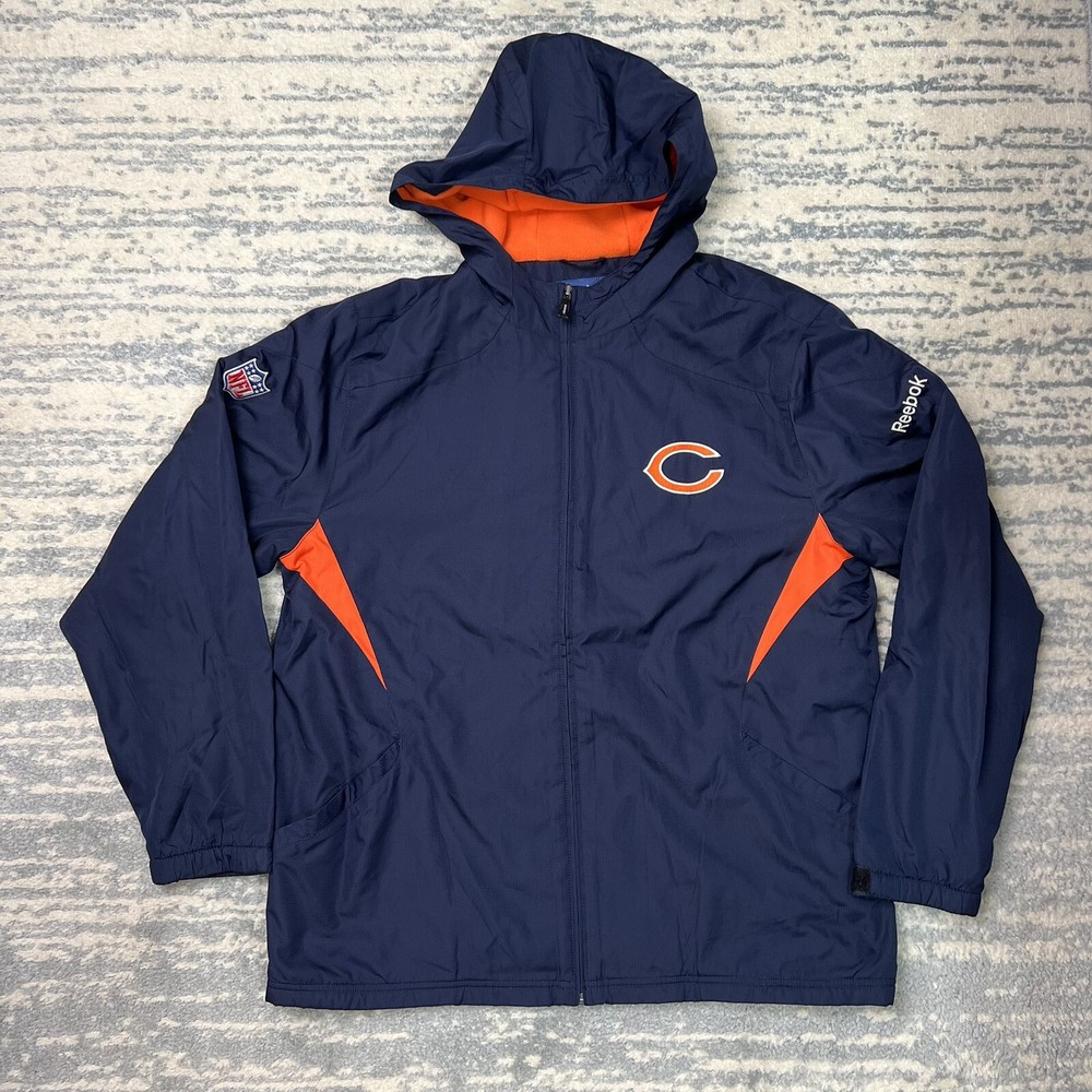 NFL Chicago Bears Onfield Reebok Jacket L Fleece Lined Hooded full Zip