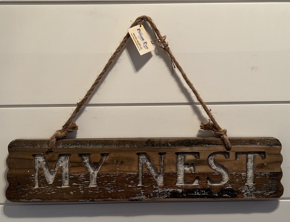MY NEST Decorative Wood Wall Sign Brown  Hanger Decor 19inch primitive, rustic