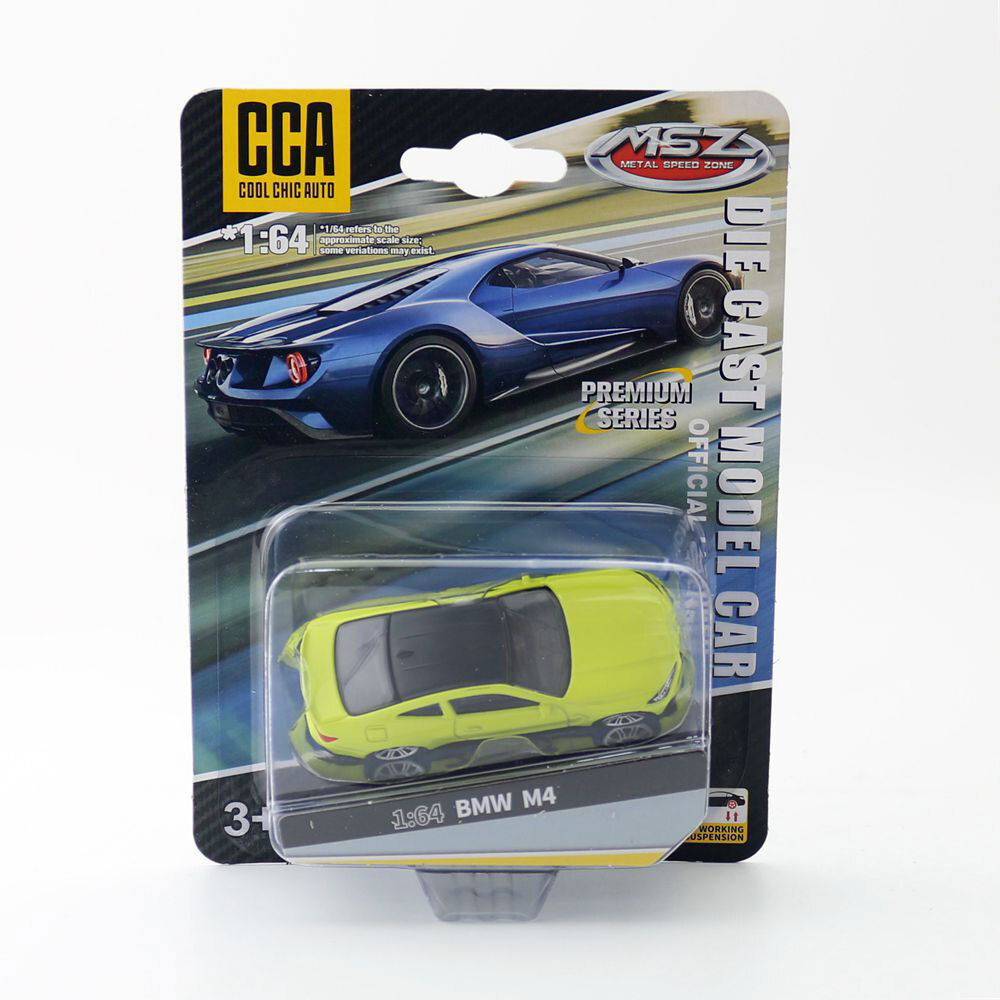 1:64 Scale BMW M4 Model Car Diecast Toy Vehicle Toys for Kids Boys Yellow-Green