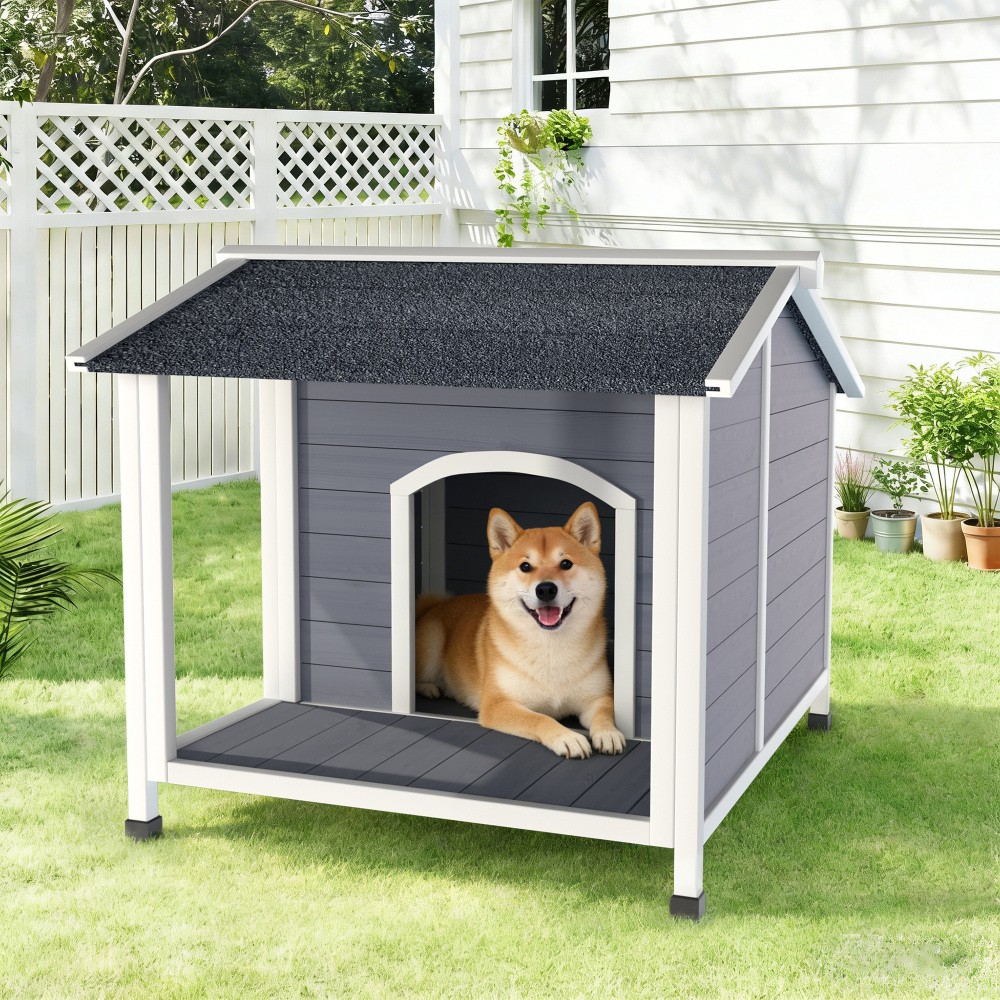 Outdoor Dog House Weatherproof Wooden Dog Shelter with Asphalt Roof