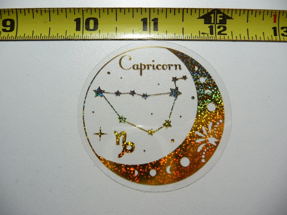 Holographic Capricorn Zodiac Sticker Decal for Birth Month Horoscope