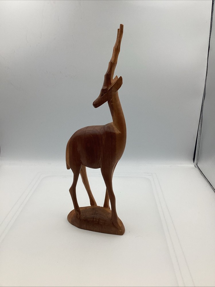 Vintage Hand Carved Wooden Impala/Antelope/Gazelle/Kudu Deer Mid Century Africa