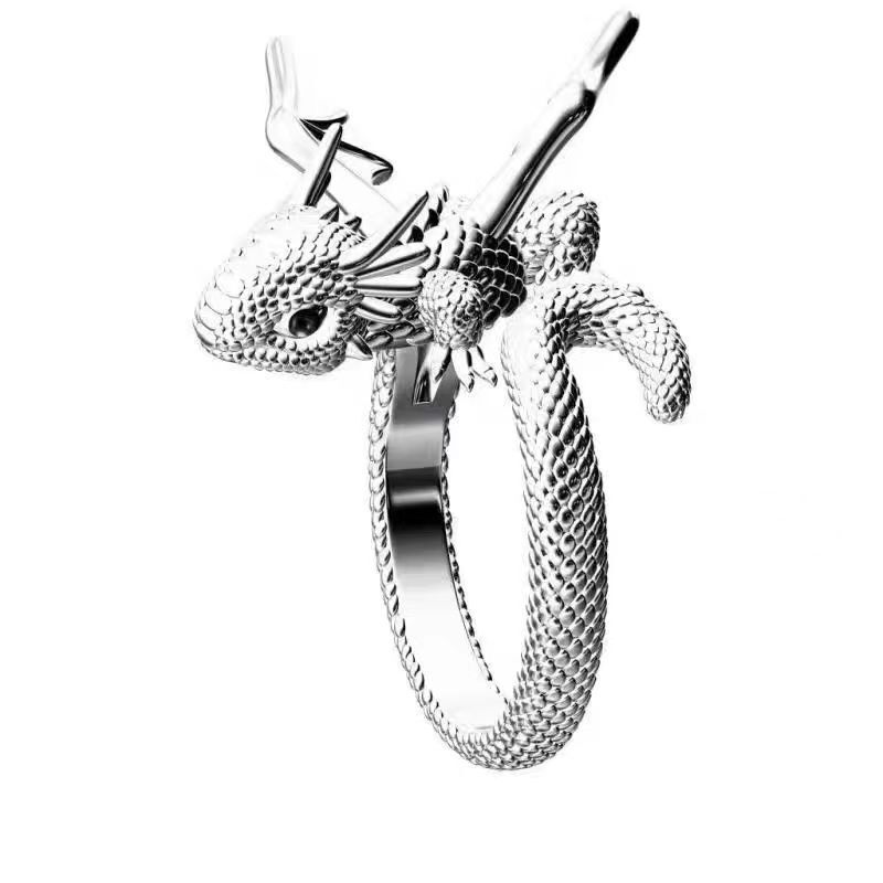 Men ring no dragon sense year dragon opening high titanium ins flying women
