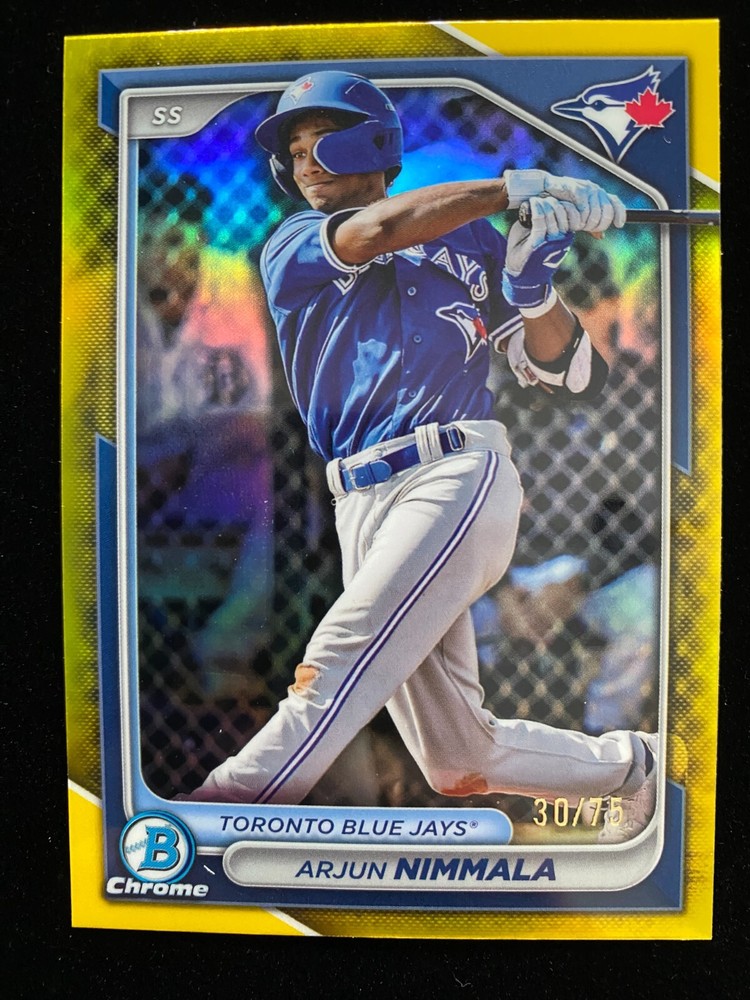 2024 Bowman Chrome Draft ARJUN NIMMALA #BDC-102 YELLOW REFRACTOR #/75 Blue Jays