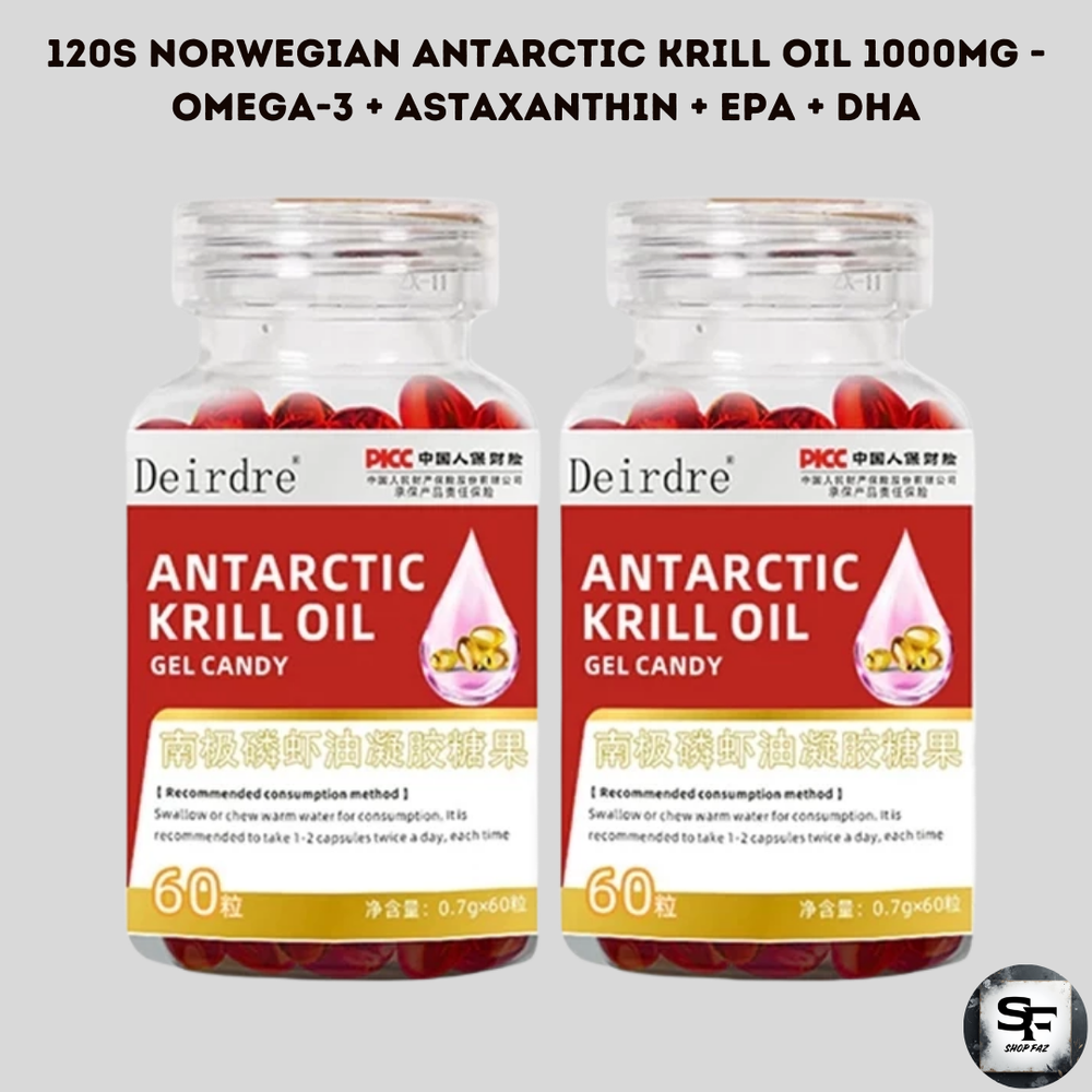 120s Norwegian Antarctic Krill Oil 1000mg- Omega-3 + Astaxanthin + EPA + DHA NEW