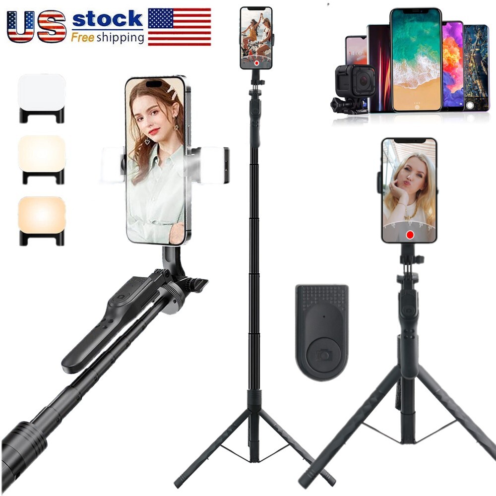68 Inch Wireless Selfie Stick Tripod with Remote and Fill Light for Phones & Cameras