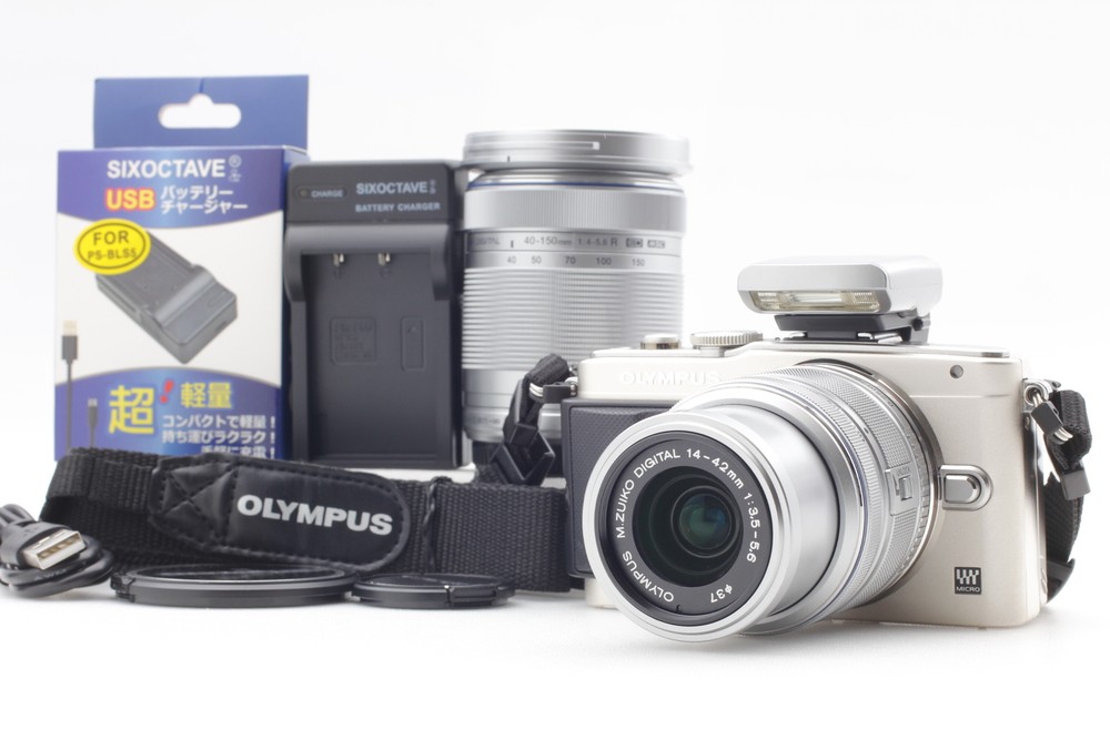 NEAR MINT OLYMPUS PEN Lite E-PL6 16.1MP DSLR + 14-42mm 40-150mm 2Lens From JAPAN